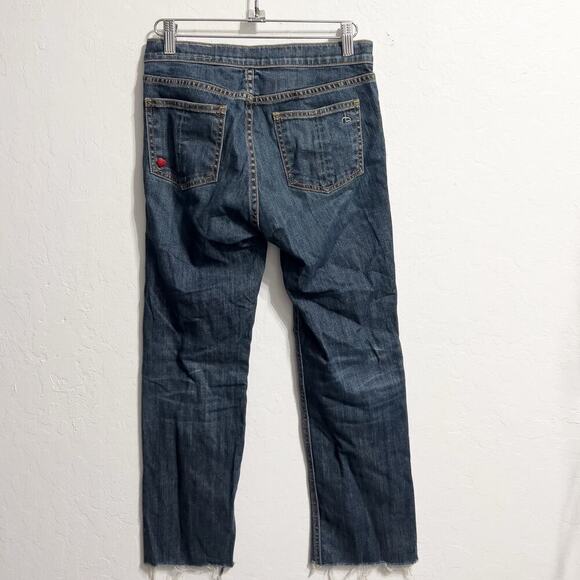 Rag & Bone/JEAN Denim - Rag & Bone Jeans Denim 26 Crop Flare Ryan Dark Wash Raw Fray Hem Heart